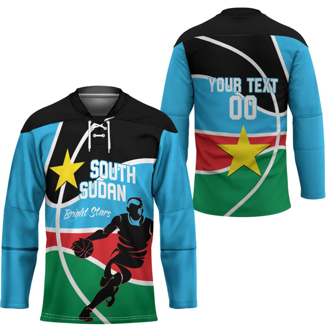 South Sudan Basketball Custom Hockey Jersey Come On Bright Stars - Wonder Print Shop