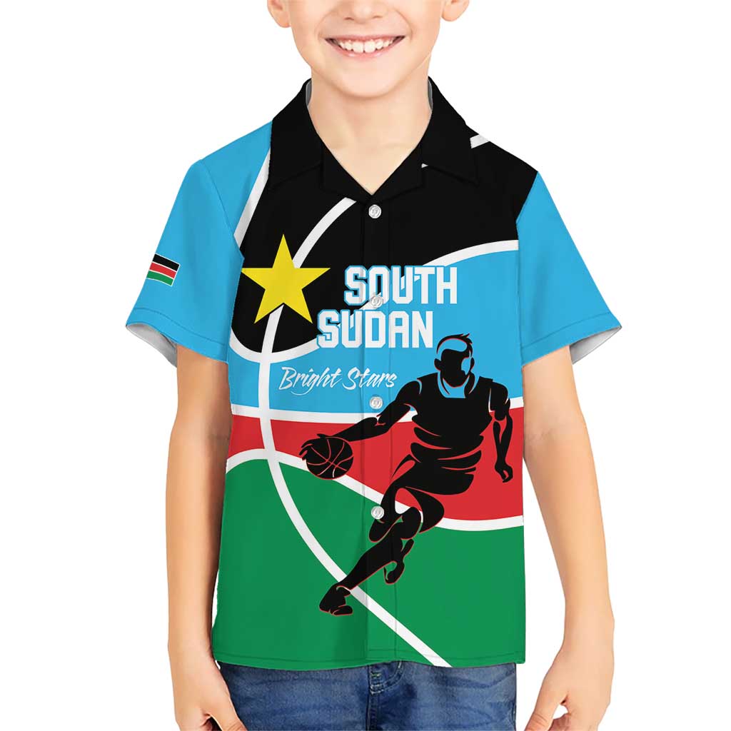 South Sudan Basketball Custom Kid Hawaiian Shirt Come On Bright Stars - Wonder Print Shop