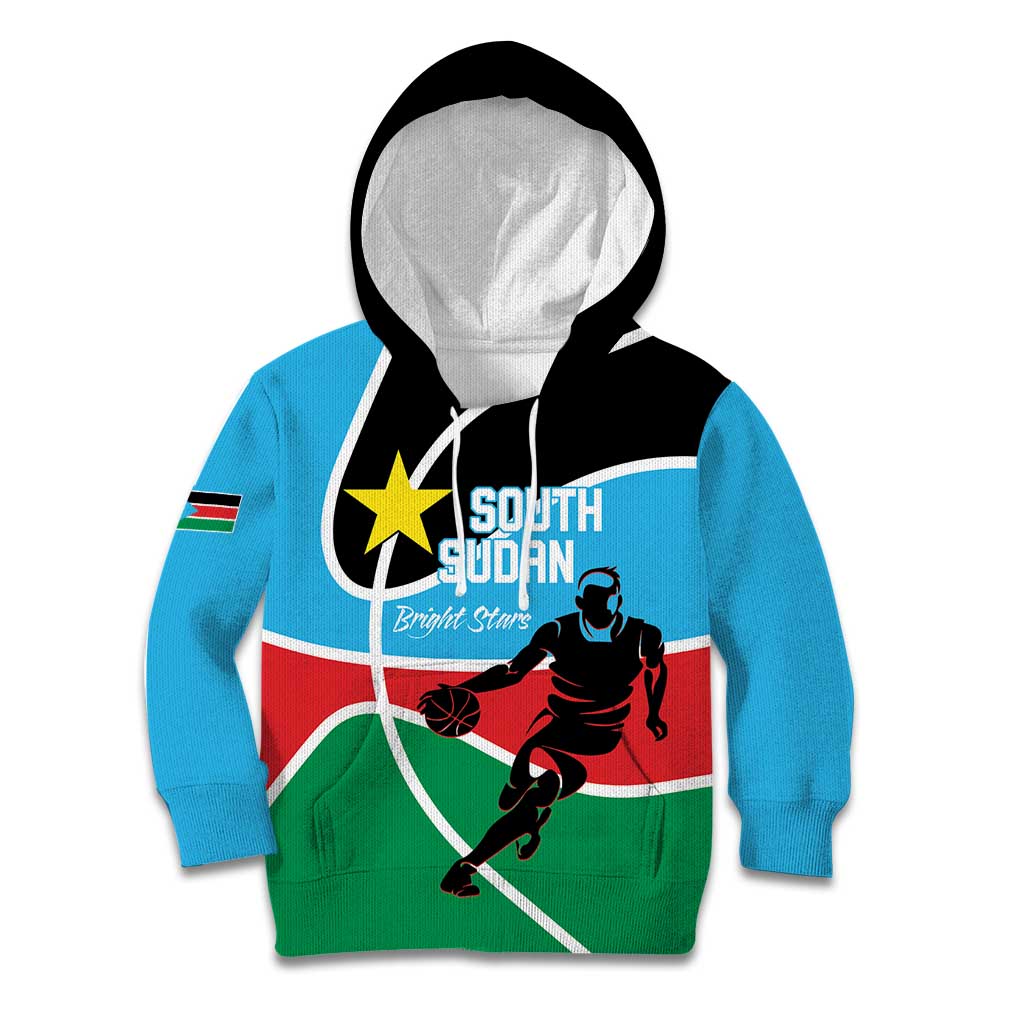 South Sudan Basketball Custom Kid Hoodie Come On Bright Stars - Wonder Print Shop