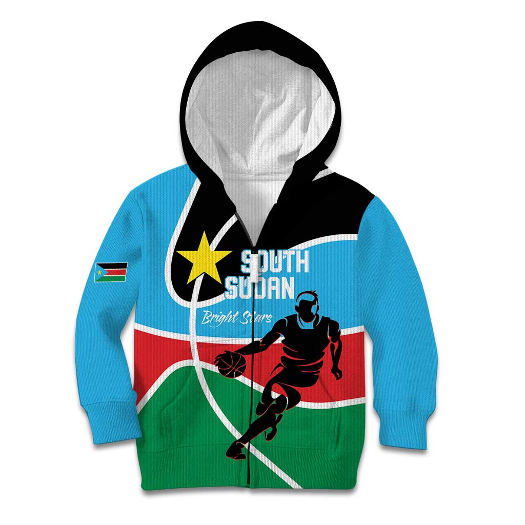 South Sudan Basketball Custom Kid Hoodie Come On Bright Stars - Wonder Print Shop