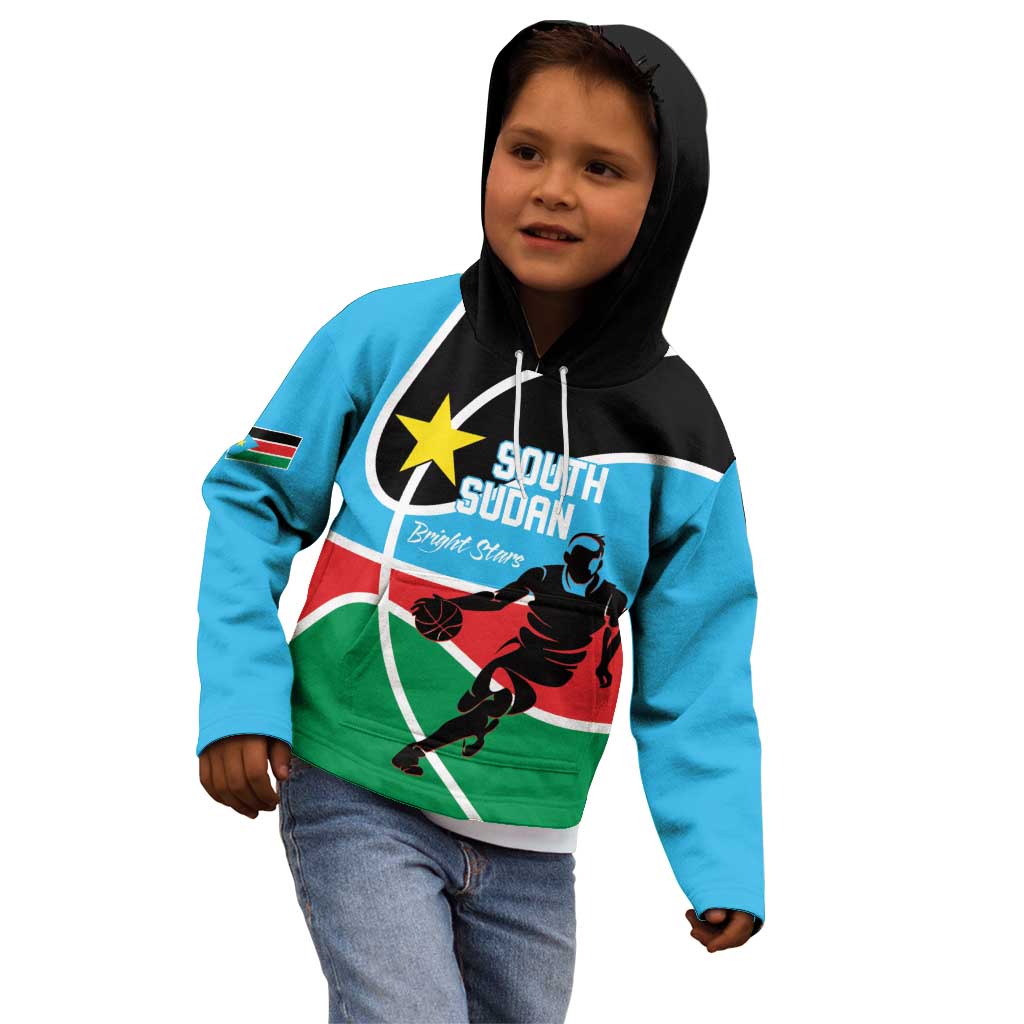 South Sudan Basketball Custom Kid Hoodie Come On Bright Stars - Wonder Print Shop