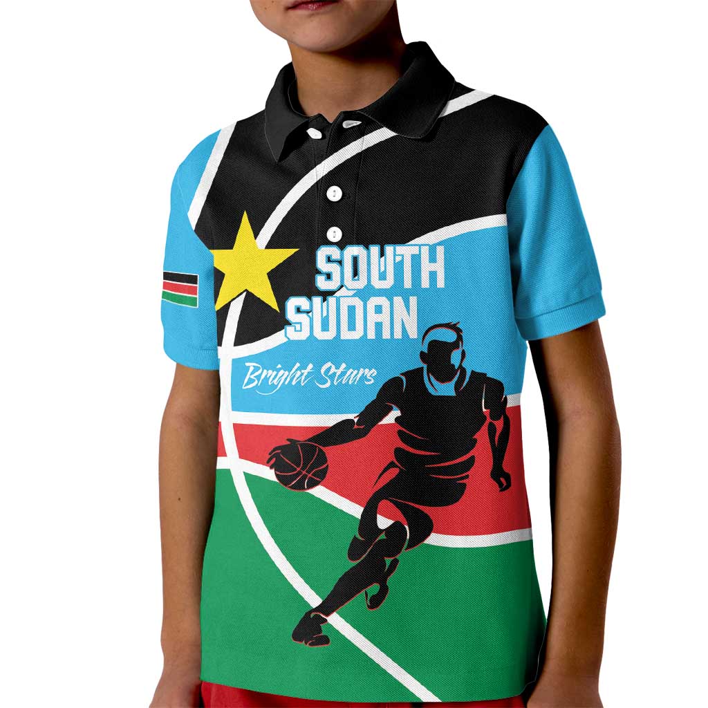 South Sudan Basketball Custom Kid Polo Shirt Come On Bright Stars - Wonder Print Shop