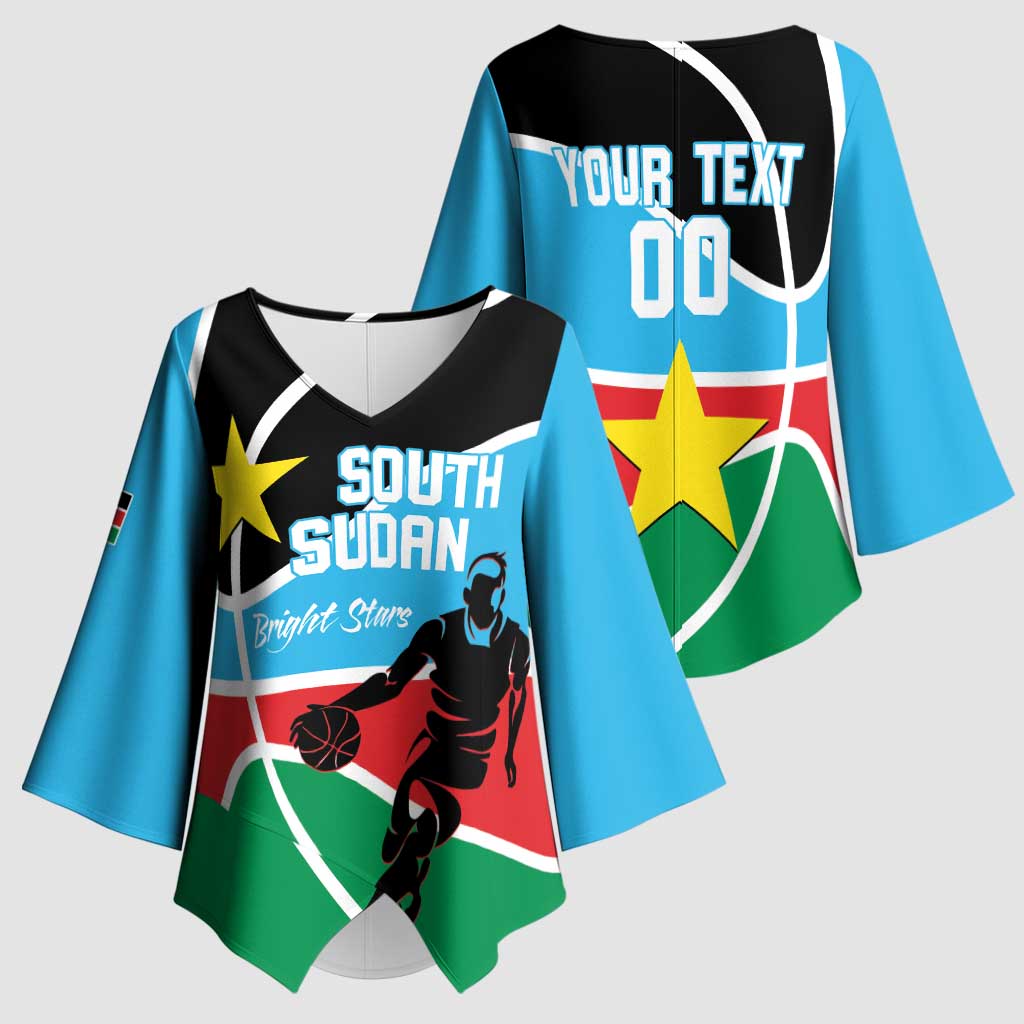 South Sudan Basketball Custom Kimono Sleeve Blouse Come On Bright Stars - Wonder Print Shop