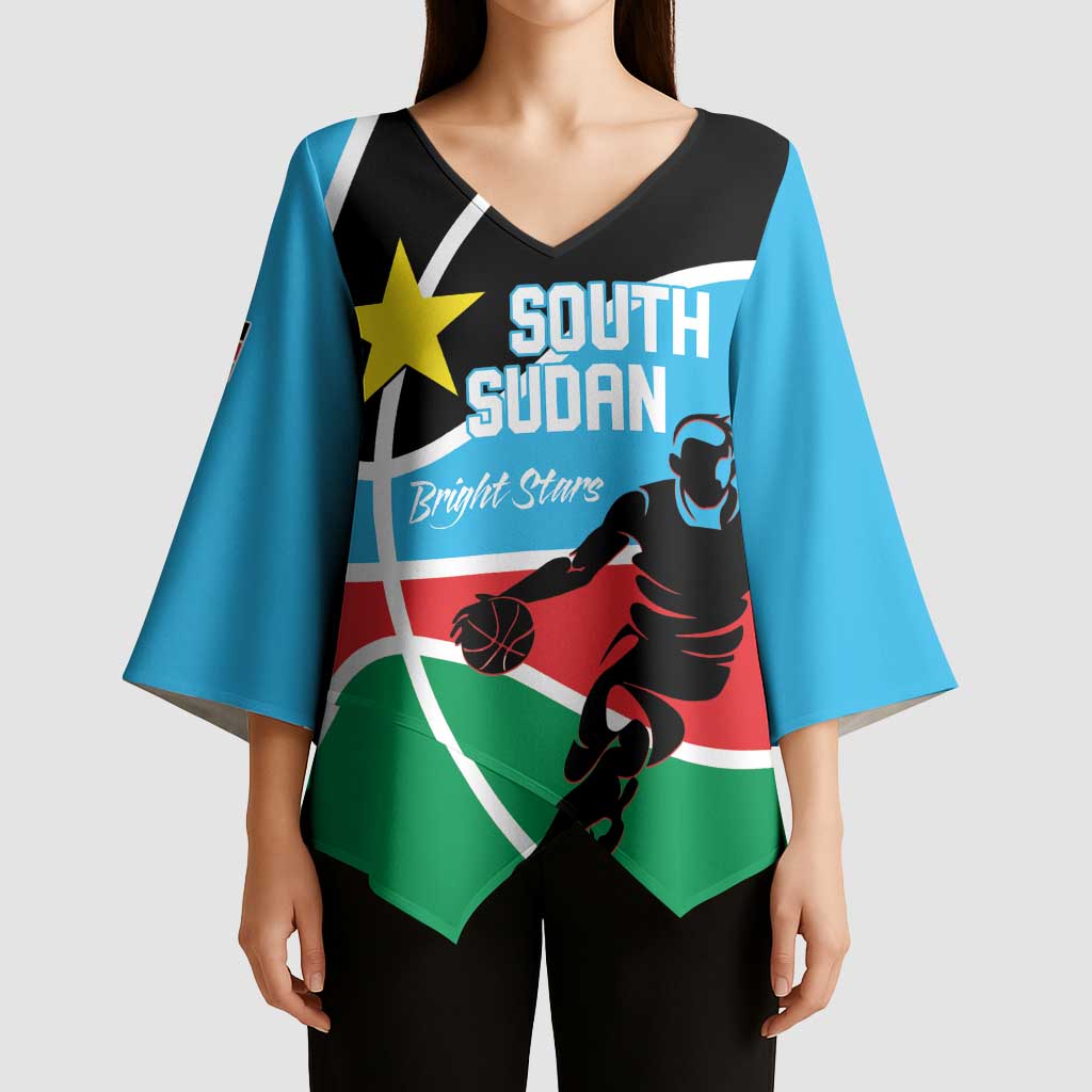 South Sudan Basketball Custom Kimono Sleeve Blouse Come On Bright Stars - Wonder Print Shop
