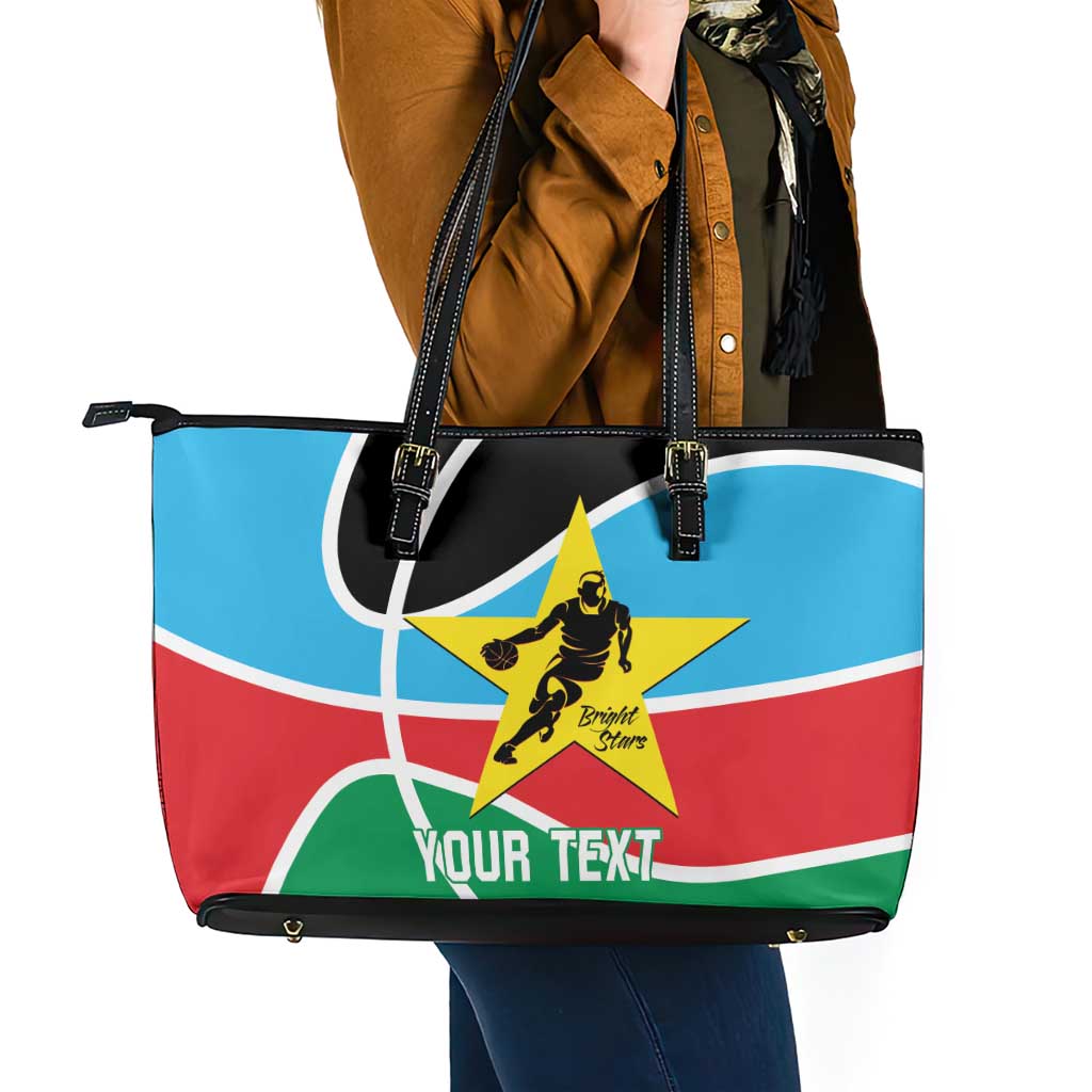 South Sudan Basketball Custom Leather Tote Bag Come On Bright Stars - Wonder Print Shop