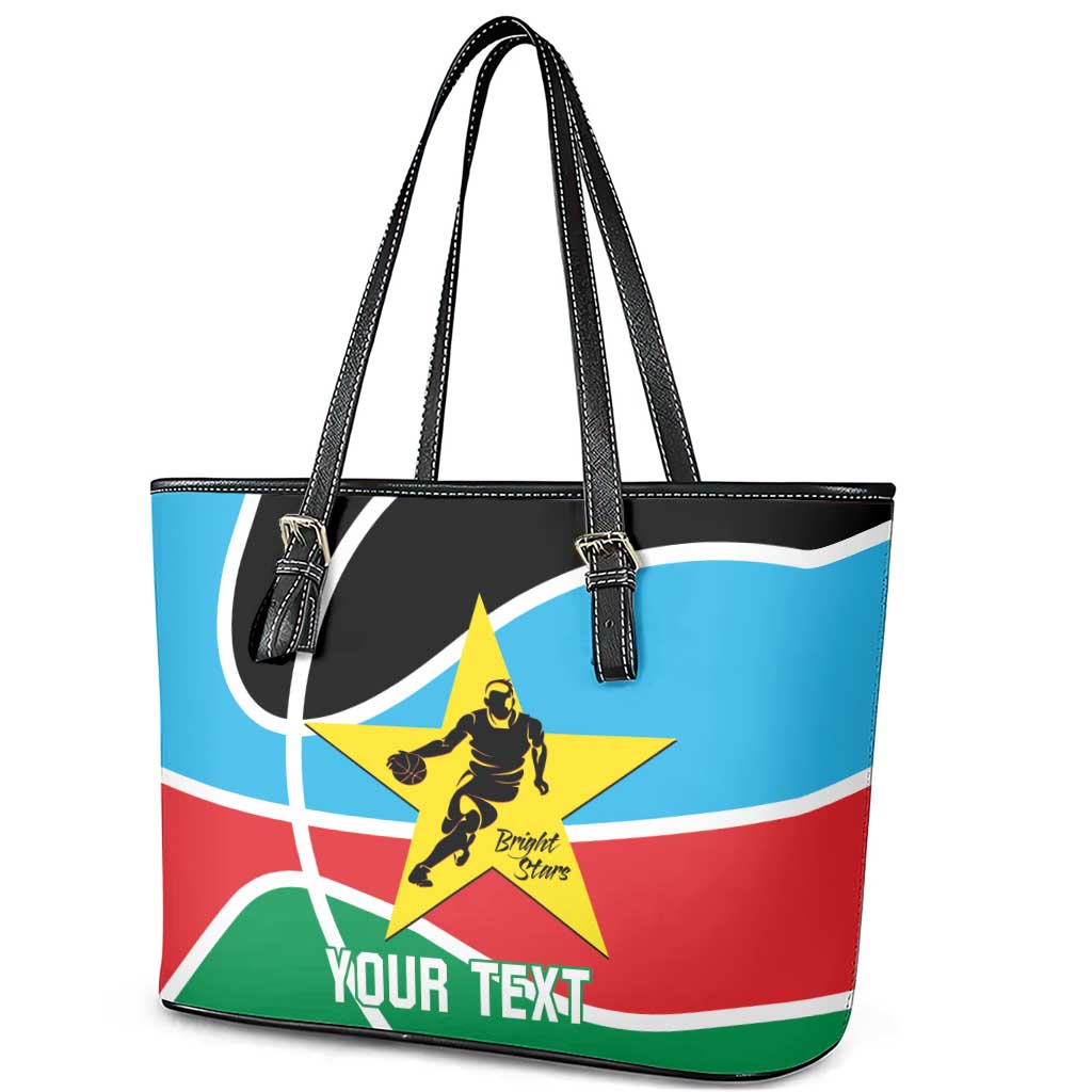 South Sudan Basketball Custom Leather Tote Bag Come On Bright Stars - Wonder Print Shop