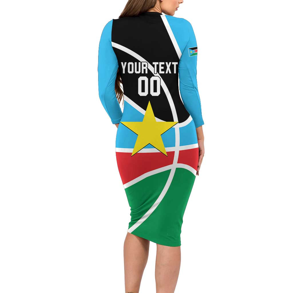 South Sudan Basketball Custom Long Sleeve Bodycon Dress Come On Bright Stars - Wonder Print Shop