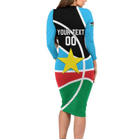 South Sudan Basketball Custom Long Sleeve Bodycon Dress Come On Bright Stars - Wonder Print Shop