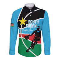South Sudan Basketball Custom Long Sleeve Button Shirt Come On Bright Stars - Wonder Print Shop