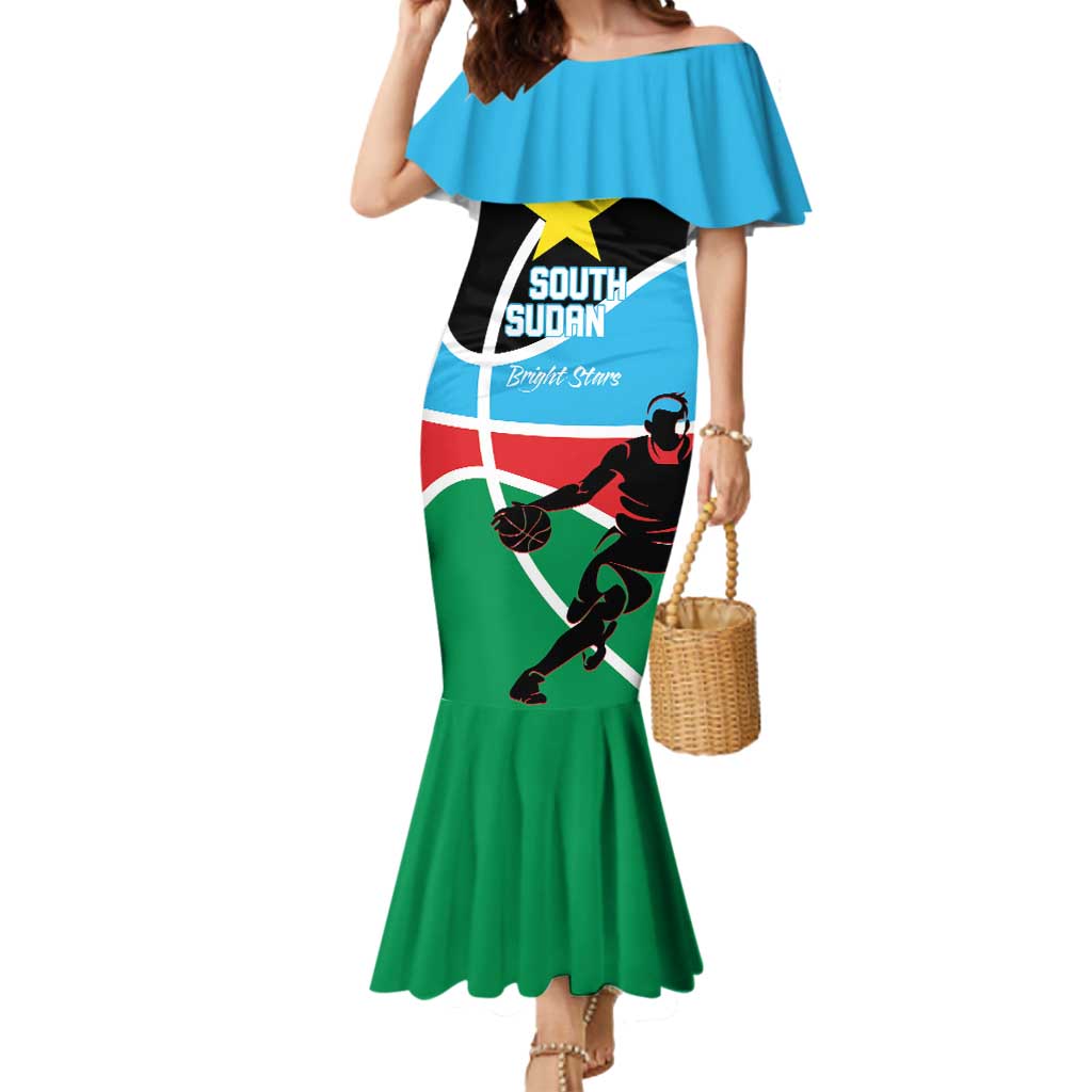 South Sudan Basketball Custom Mermaid Dress Come On Bright Stars - Wonder Print Shop