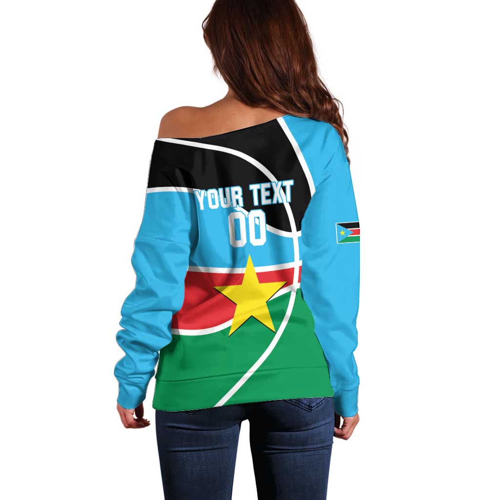 South Sudan Basketball Custom Off Shoulder Sweater Come On Bright Stars - Wonder Print Shop