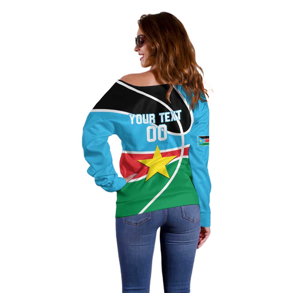 South Sudan Basketball Custom Off Shoulder Sweater Come On Bright Stars - Wonder Print Shop