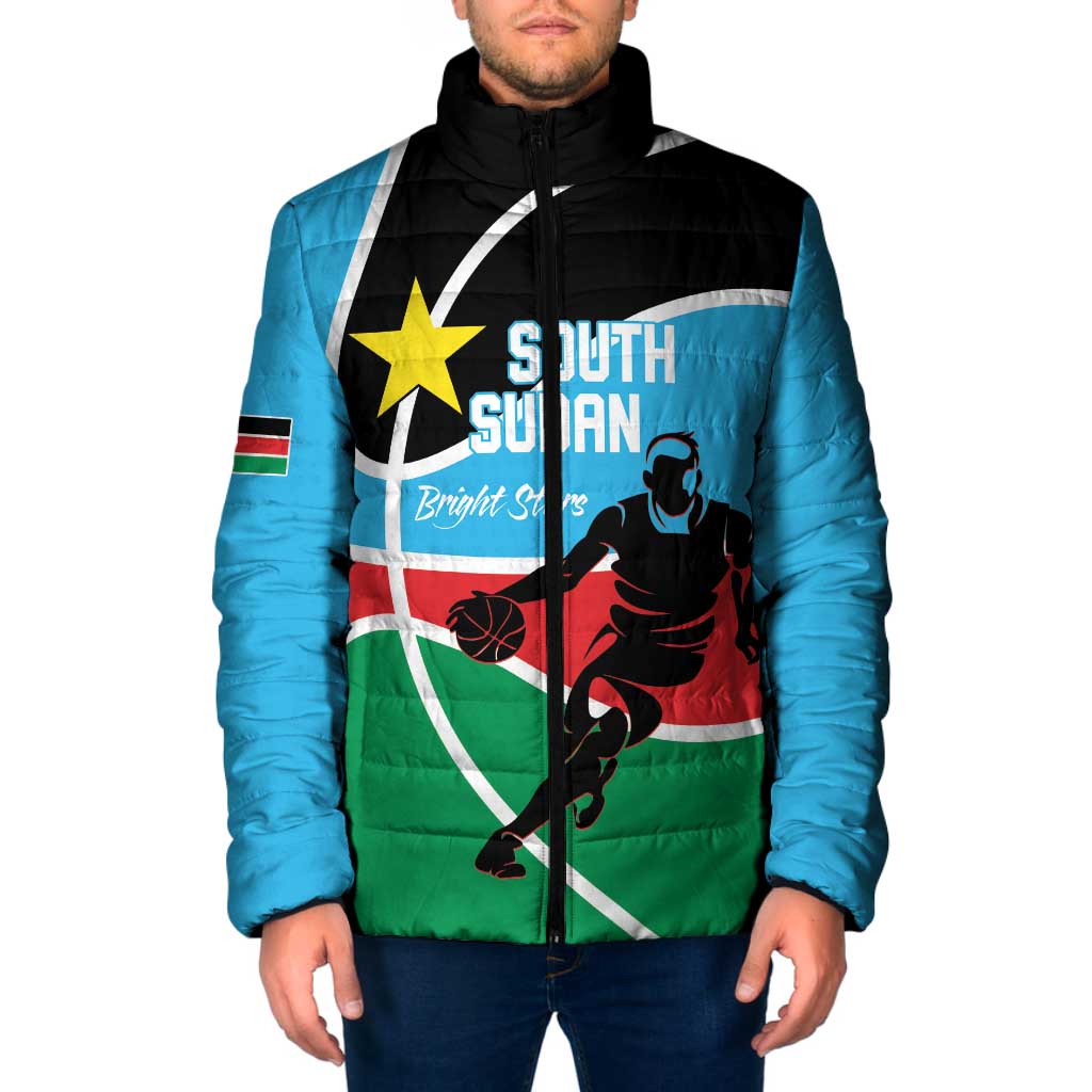 South Sudan Basketball Custom Padded Jacket Come On Bright Stars - Wonder Print Shop