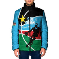 South Sudan Basketball Custom Padded Jacket Come On Bright Stars - Wonder Print Shop