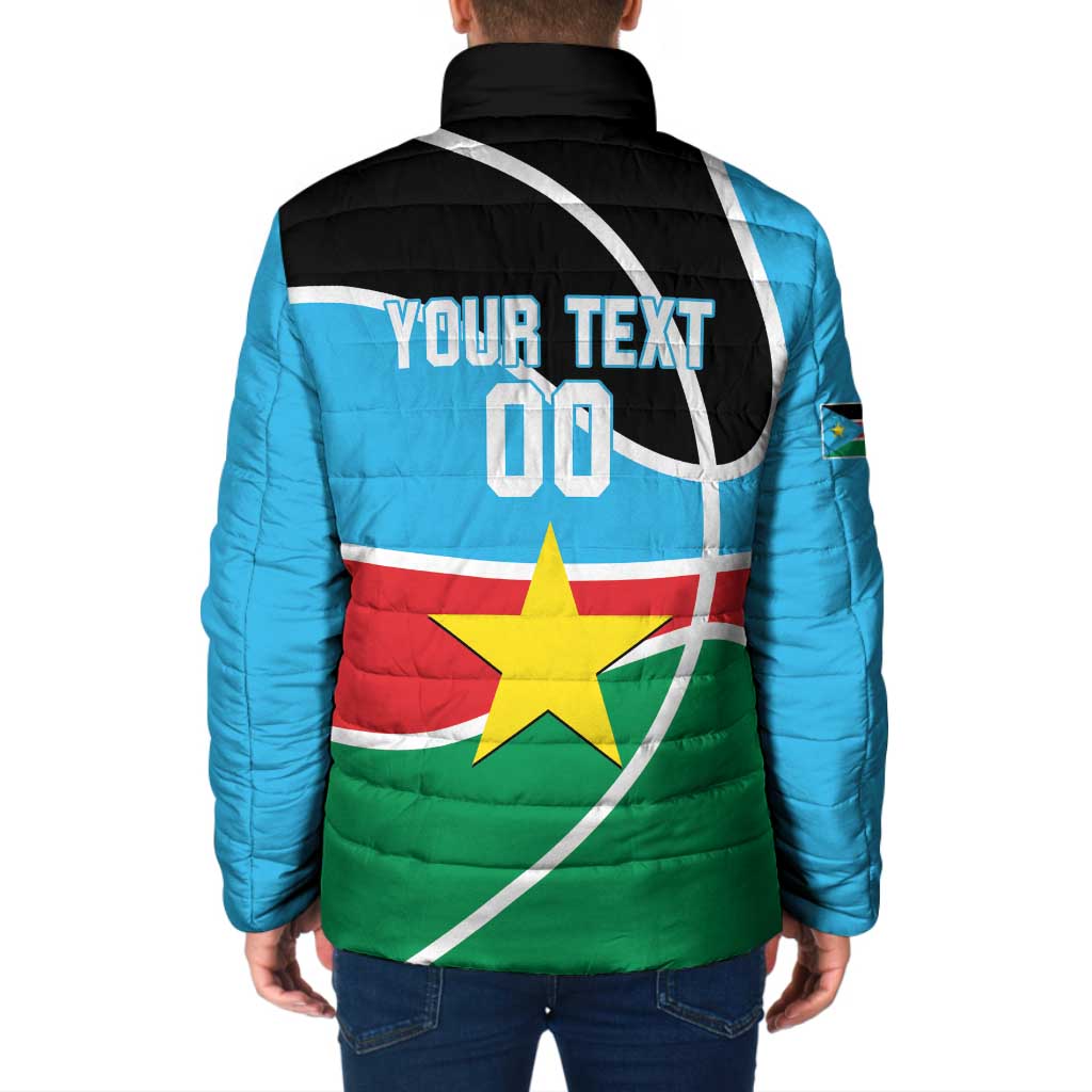 South Sudan Basketball Custom Padded Jacket Come On Bright Stars - Wonder Print Shop