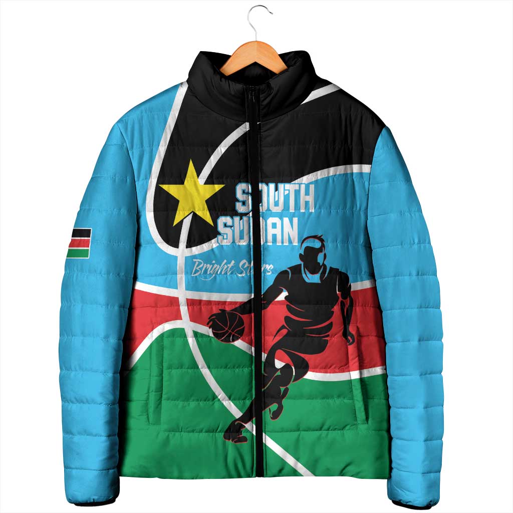 South Sudan Basketball Custom Padded Jacket Come On Bright Stars - Wonder Print Shop