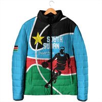 South Sudan Basketball Custom Padded Jacket Come On Bright Stars - Wonder Print Shop