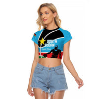 South Sudan Basketball Custom Raglan Cropped T Shirt Come On Bright Stars - Wonder Print Shop
