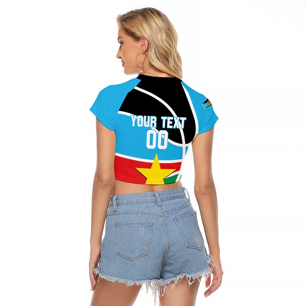 South Sudan Basketball Custom Raglan Cropped T Shirt Come On Bright Stars - Wonder Print Shop