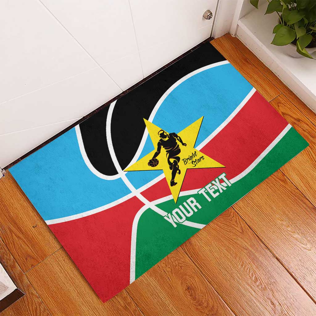 South Sudan Basketball Custom Rubber Doormat Come On Bright Stars - Wonder Print Shop