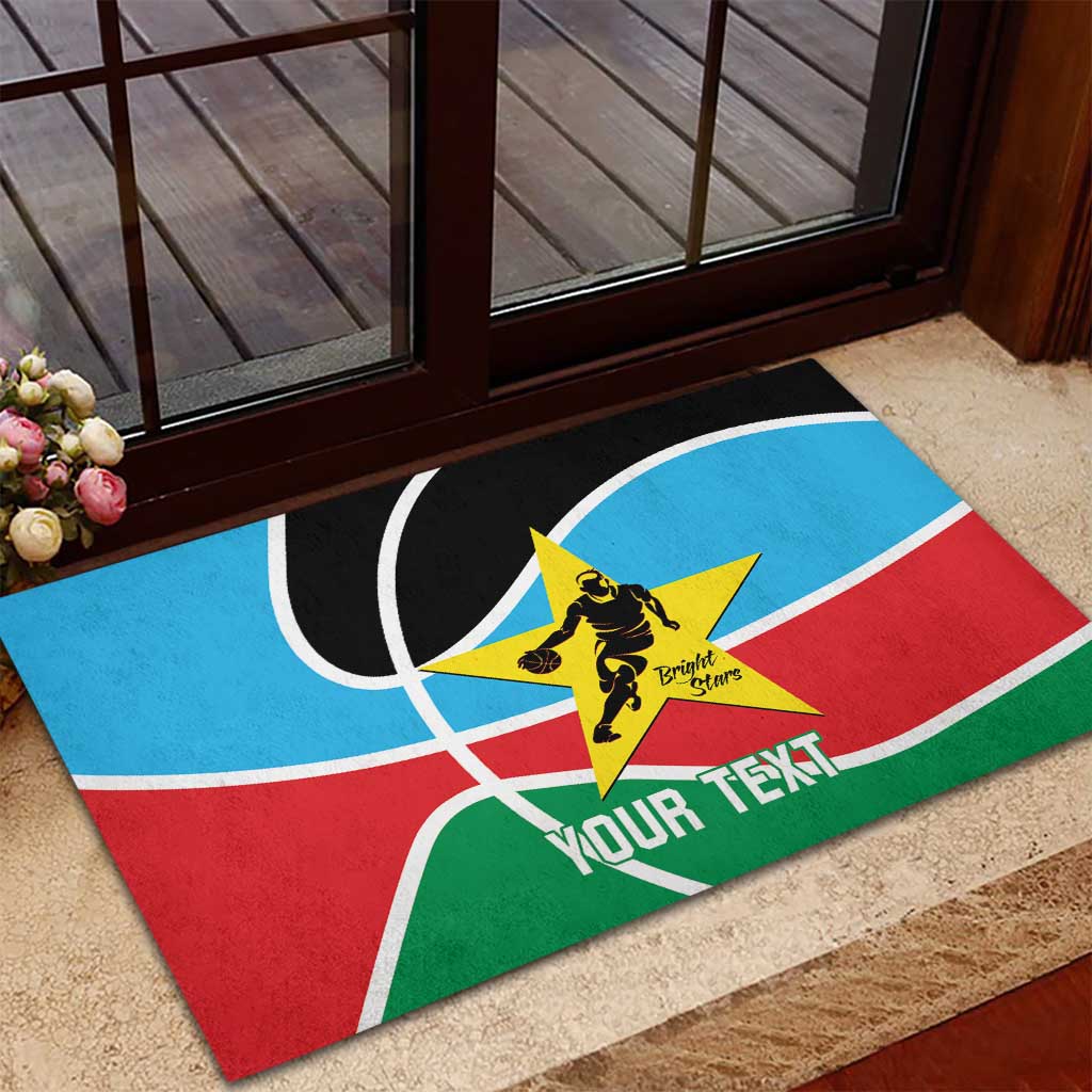 South Sudan Basketball Custom Rubber Doormat Come On Bright Stars - Wonder Print Shop