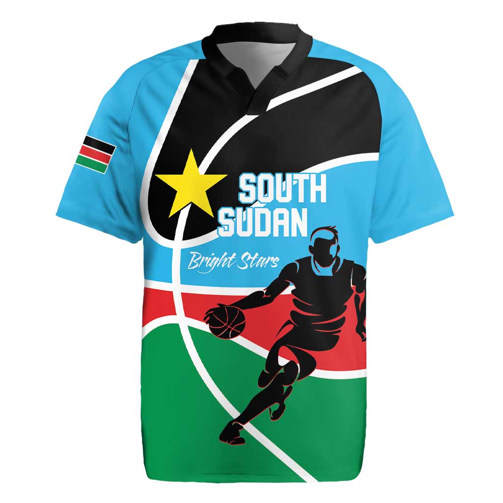 South Sudan Basketball Custom Rugby Jersey Come On Bright Stars - Wonder Print Shop