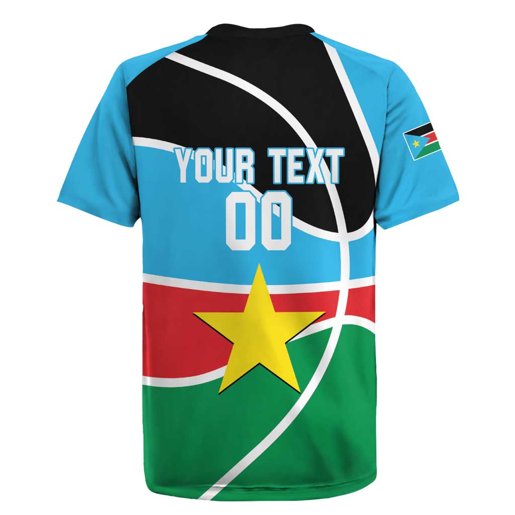 South Sudan Basketball Custom Rugby Jersey Come On Bright Stars - Wonder Print Shop