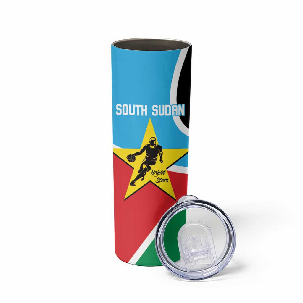 South Sudan Basketball Custom Skinny Tumbler Come On Bright Stars - Wonder Print Shop