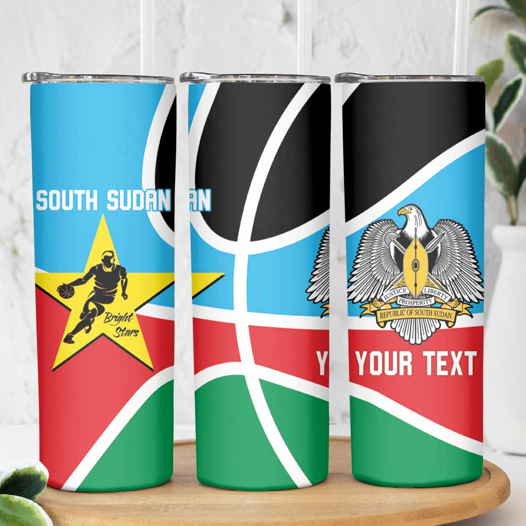 South Sudan Basketball Custom Skinny Tumbler Come On Bright Stars - Wonder Print Shop