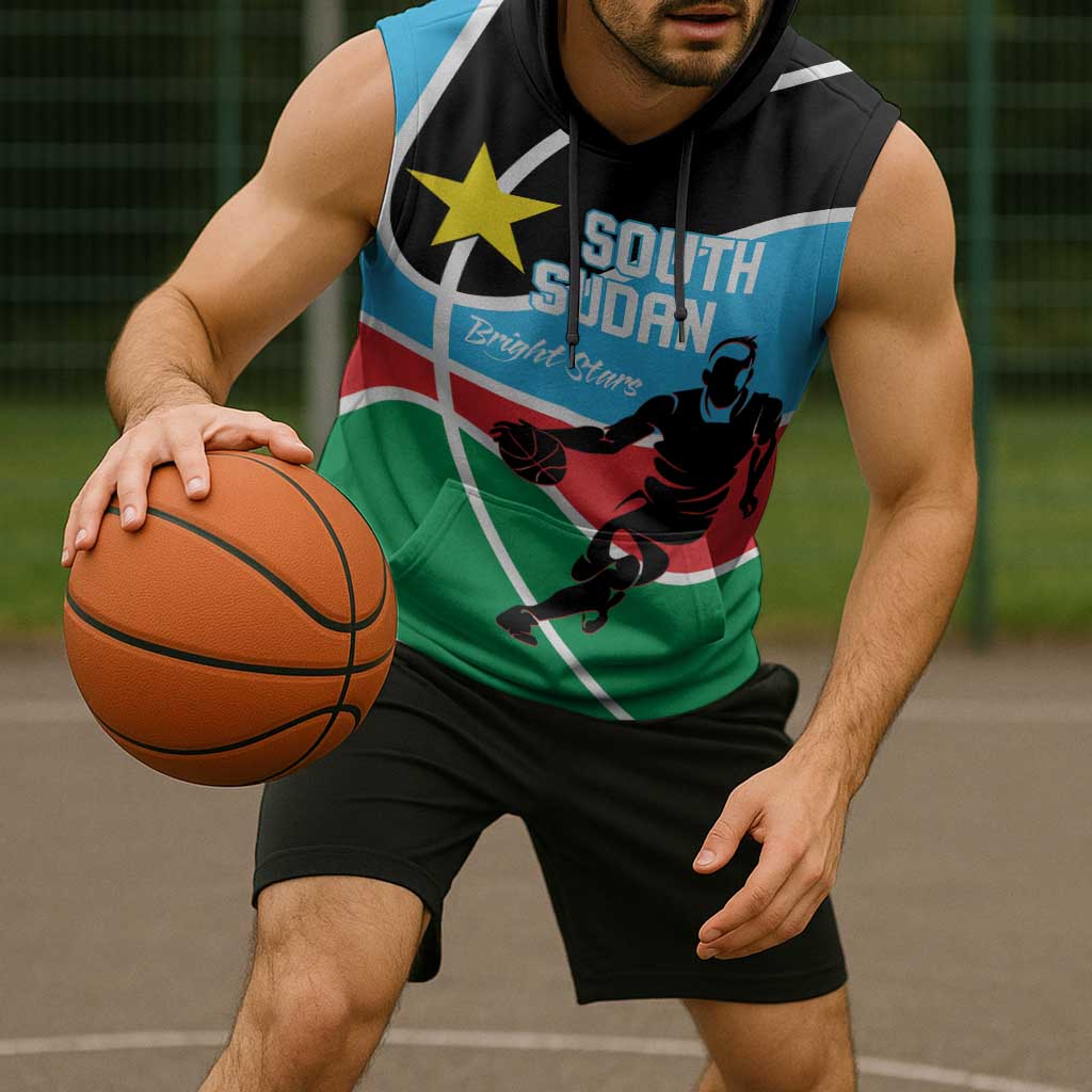 South Sudan Basketball Custom Sleeveless Hoodie Come On Bright Stars - Wonder Print Shop