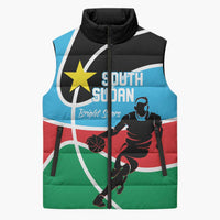 South Sudan Basketball Custom Sleeveless Puffer Jacket Come On Bright Stars - Wonder Print Shop