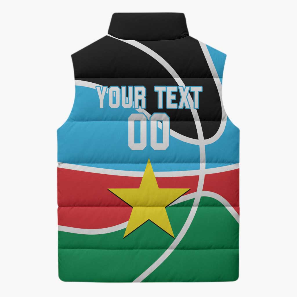 South Sudan Basketball Custom Sleeveless Puffer Jacket Come On Bright Stars - Wonder Print Shop
