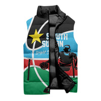 South Sudan Basketball Custom Sleeveless Puffer Jacket Come On Bright Stars - Wonder Print Shop