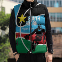 South Sudan Basketball Custom Sleeveless Puffer Jacket Come On Bright Stars - Wonder Print Shop