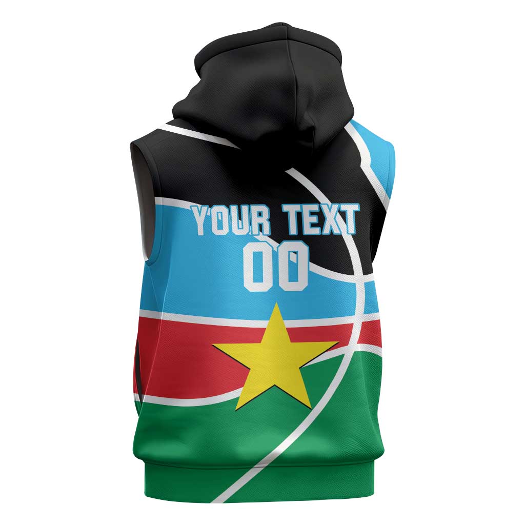 South Sudan Basketball Custom Sleeveless Zip Hoodie Come On Bright Stars - Wonder Print Shop