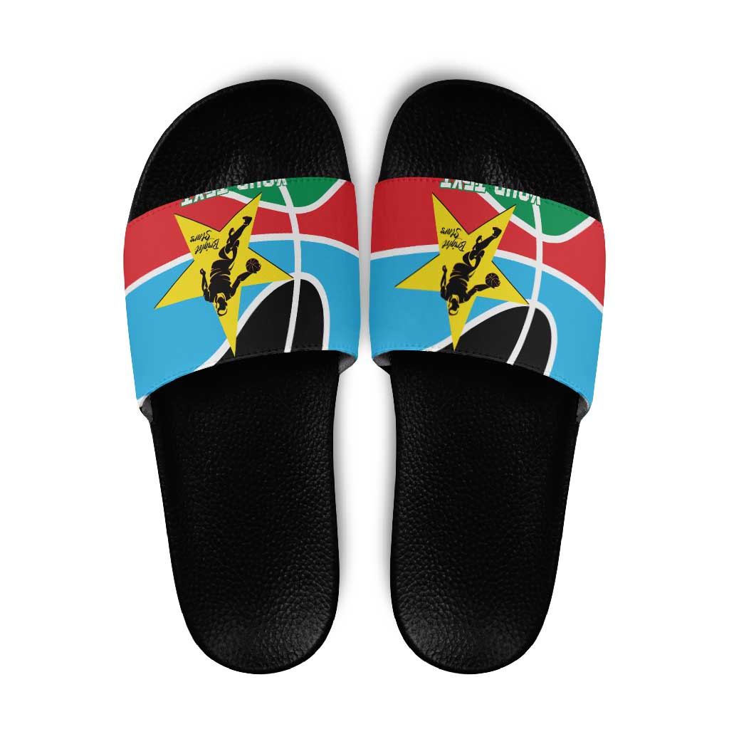 South Sudan Basketball Custom Slide Sandals Come On Bright Stars - Wonder Print Shop
