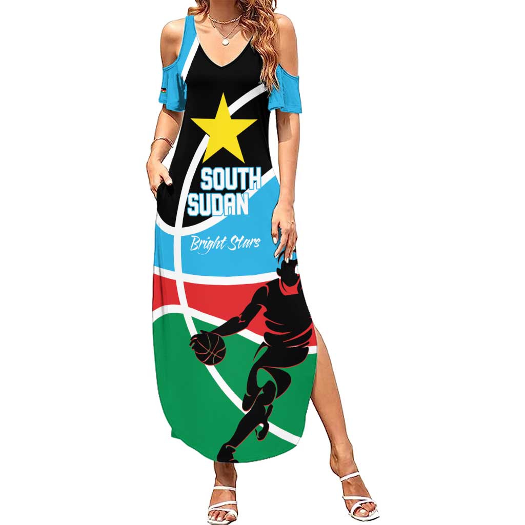 South Sudan Basketball Custom Summer Maxi Dress Come On Bright Stars - Wonder Print Shop