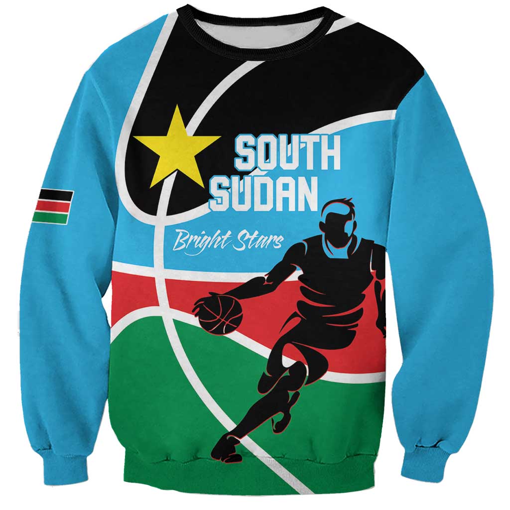 South Sudan Basketball Custom Sweatshirt Come On Bright Stars - Wonder Print Shop