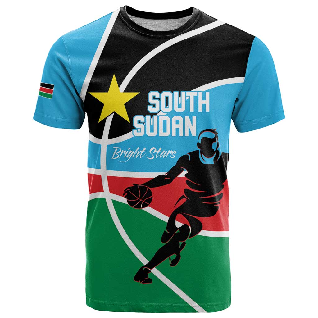 South Sudan Basketball Custom T Shirt Come On Bright Stars - Wonder Print Shop