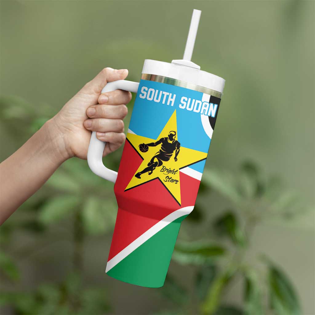 South Sudan Basketball Custom Tumbler With Handle Come On Bright Stars - Wonder Print Shop