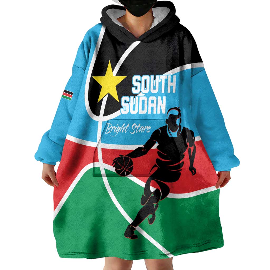 South Sudan Basketball Custom Wearable Blanket Hoodie Come On Bright Stars - Wonder Print Shop