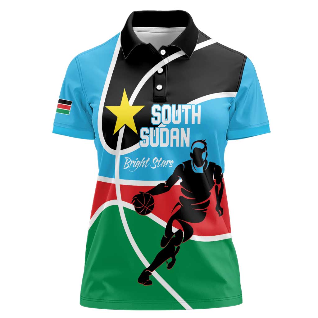 South Sudan Basketball Custom Women Polo Shirt Come On Bright Stars - Wonder Print Shop
