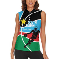 South Sudan Basketball Custom Women Sleeveless Polo Shirt Come On Bright Stars - Wonder Print Shop