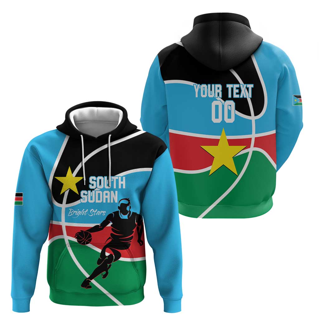 South Sudan Basketball Custom Zip Hoodie Come On Bright Stars - Wonder Print Shop