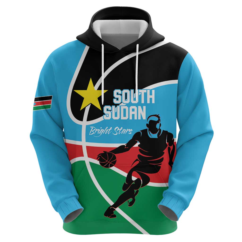 South Sudan Basketball Custom Zip Hoodie Come On Bright Stars - Wonder Print Shop