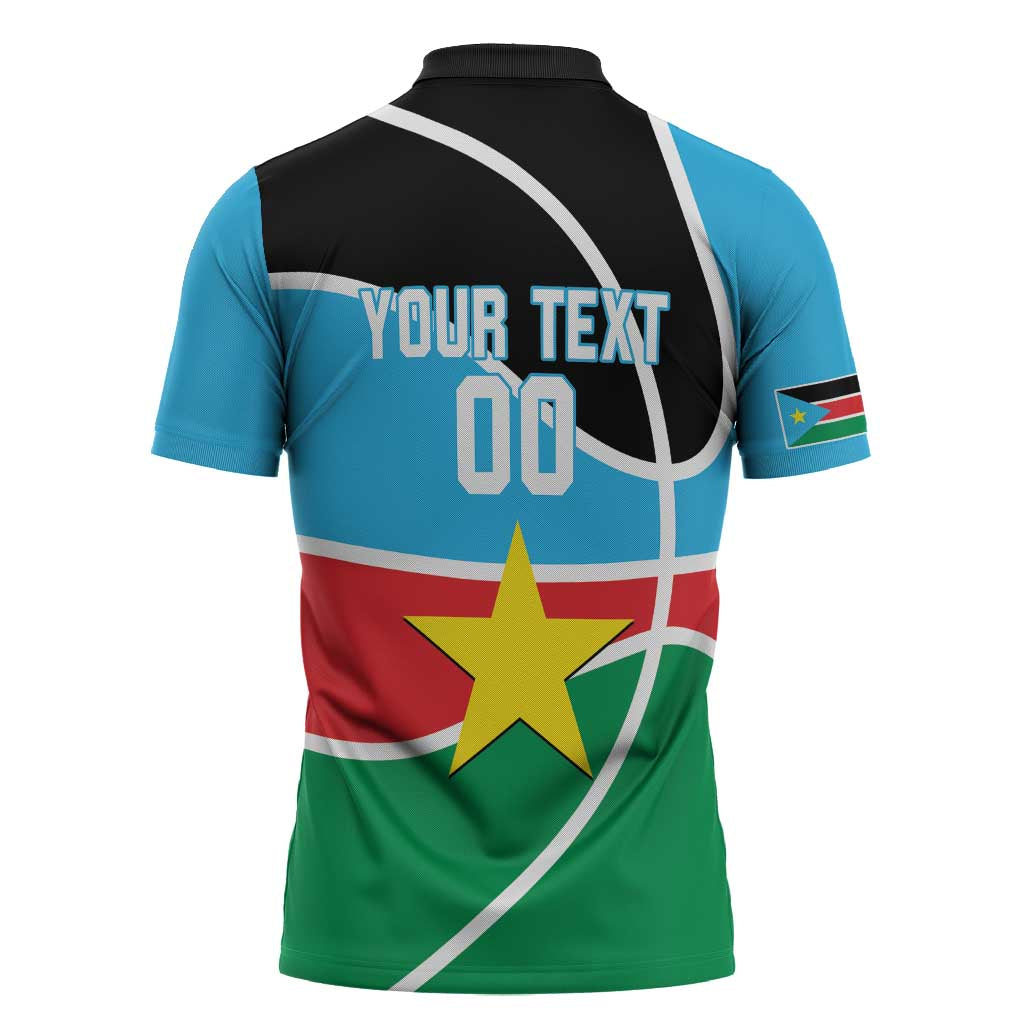 South Sudan Basketball Custom Zipper Polo Shirt Come On Bright Stars - Wonder Print Shop