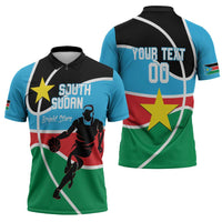 South Sudan Basketball Custom Zipper Polo Shirt Come On Bright Stars - Wonder Print Shop