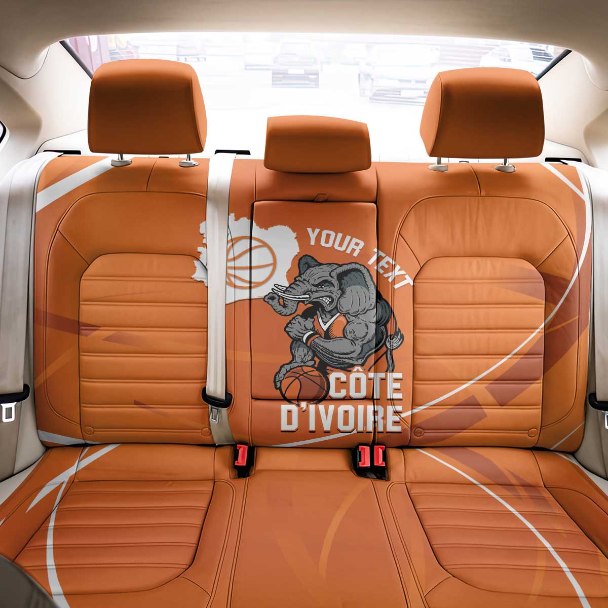 Ivory Coast Basketball Custom Back Car Seat Cover Allez Les Elephants - Wonder Print Shop