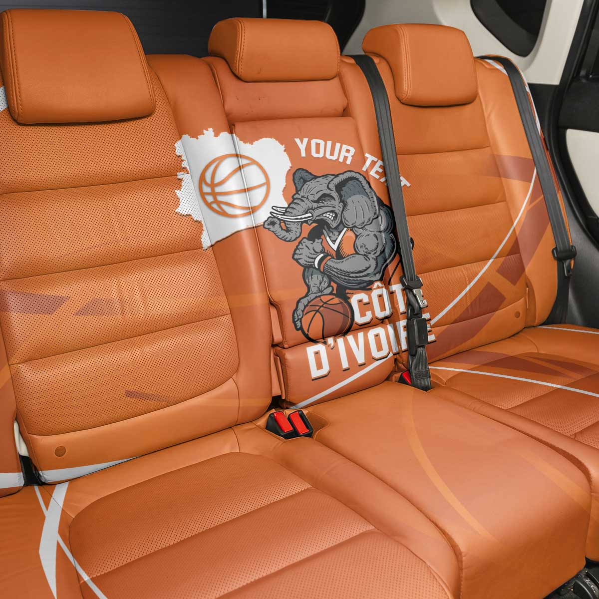 Ivory Coast Basketball Custom Back Car Seat Cover Allez Les Elephants - Wonder Print Shop