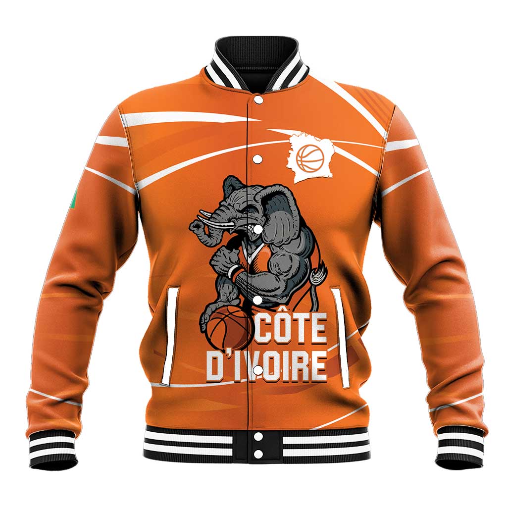 Ivory Coast Basketball Custom Baseball Jacket Allez Les Elephants - Wonder Print Shop